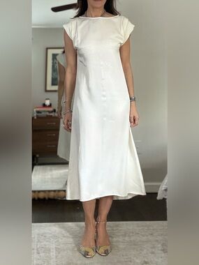 Stateside Cream Satin Midi Dress NWT